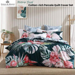 Logan and Mason Petra Teal Cotton-rich Percale Print Quilt Cover Set Queen V442-LED-QUILTCS-PETRA-TEAL-QS