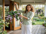 Artificial Violet UV Resistant Potted Plant 2 Pack, Faux Violet Flowers in Planters for Outdoor V1192-AZ-W-34051
