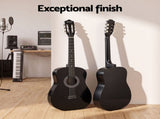 Alpha 38 Inch Acoustic Guitar Full Size Classical Cutaway Nylon String Black GUITAR-D-38FULL-BK