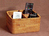 Natural Rattan 4 Compartments Cooking Utensil Silverware Organizer Holder Cosmetics Storage Box V1192-AZ-W-6968