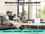 Driveway Alarm Wireless Outside Motion Sensor Alarm with Receiver Weatherproof Infrared Sensor, V1192-AZ-W-28017