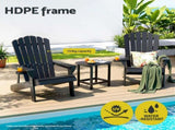 Gardeon Outdoor Chairs HDPE Adirondack Beach Chair Sun Lounge Patio Furniture Garden Black FF-BEACH-HE-BK