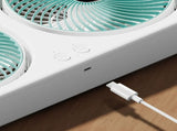 Tabletop Dual Fan USB Rechargeable Silent Air Circulation Fan with Brushless Motor Multi Speed V1294-YM0901-3113250059314