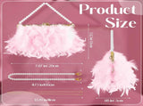 Feather Clutch Purses for Women, Evening Bags Furry Purse with 2 Chains Wedding Bride Fringe Glossy V1259-DP01-A-1085