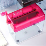 Red Manual Paper Shredder with Plastic and Metal Build for Home Office Document Security and V1366-AZ2-W-17379