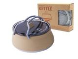 Khaki 1L Portable Collapsible Camping Kettle - Food-Grade Silicone Body with 304 Stainless Steel V888-ELOSUNG45199
