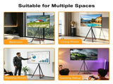 Movable Tripod Floor TV Stand with Wheels & Shelf for 40-75 Inch TVs - Height Adjustable V767-U-Z1998-BK