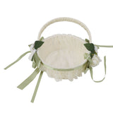 Flower Girl Basket Romantic Elegant Lightweight Hand Woven Wedding Flower Basket for Bride 5800 V1294-YM0901-3115240063713