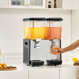 VEVOR Commercial Beverage Dispenser 18L x 2 Tanks Cold Juice Ice Drink Dispenser V952-SYYLJJBSJXS172LLCV3