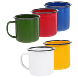 5pcs Vintage Small Enamel Cup with Handle, round Wide Mouth Mug V1366-AZ2-W-18685