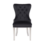 Victoria 2X Dining Chair Black Velvet & STAINLESS STEEL Legs V43-DC-VIC