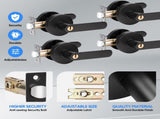 Privacy Door Lever Handle with Key, Heavy Duty Interior Door Lock, Round Design, 4 Pack, Matte Black V1181-HI016-4-BK