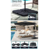 Instahut 3m Outdoor Umbrella w/Base Cantilever Beach Roma 360 Degree Tilt Charcoal UMB-ROMA-BASE-50N-CO