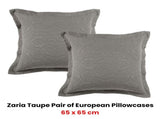 Bianca Pair of Zaria Taupe European Pillowcases 65 x 65cm V442-BCA-PILLOWC-ZARIA-TAUPE-EU