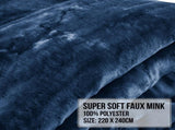 Laura Hill 800-GSM Mink Blanket Queen Size Double-Sided Soft Plush Bed Faux Throw Rug Navy Blue MNKHV-NY