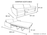 Harper Multifunctional 3 Seater Sofa Bed Fabric Upholstery Wooden Structure V43-SOF-HARP-BU