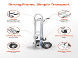2 in 1 Hand Truck, 453.6 kg Load Capacity for 4-Wheel Mode, Convertible Hand Truck Dolly with V952-DGNSTHC1000BE9U5L001V0
