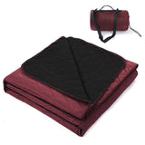 200 x 140cm Wine Red Large Double Layer Waterproof Thick Fleece Camping Blanket Picnic Mat, Portable V888-ELOSUNG52292