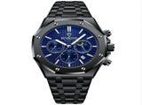 Waterproof Business Quartz Watch In Black Steel-Blue - Multifunctional PRL-5073233060DBT