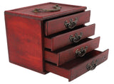 Jewelry Box Chinese Vintage Case 4 Drawer Wood Oriental Compact Ample Capacity Versatile Storage V1294-YM0710-3117230360411
