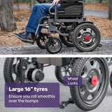 EQUIPMED Electric Folding Wheelchair, Wide Bariatric Chair Seat, Comfortable for S-XL, Long Range, V219-HELWLCEQPKK4A