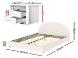 Artiss Queen Bed Frame with Storage and Bedside Table Set Boucle Fabric Gas Lift Bed Base 2-Drawer BFRAME-SET-ELLA-SIDE-SHELF