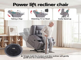 Artiss Power Lift Recliner Chair Massage and Heat for Elderly, Electric Sofa Reclining Chair RECLINER-A23-PU-GY-AB