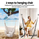 Gardeon Hammock Chair Outdoor Camping Hanging with Stand Cream HM-CHAIR-PILLOW-CREAM-H