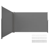 Retractable Side Awning, 180X600cm Aluminum Outdoor Privacy Screen, 280g Polyester Water-proof V952-ZYPF180X600CMGY01V0
