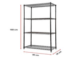 Modular Wire Storage 90x35cm Steel Shelving Black With Fixed Legs For Garage Warehouse Or Kitchen V63-841131