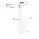 1200 x 2100mm Frameless 10mm Safety Glass Shower Screen V63-829781