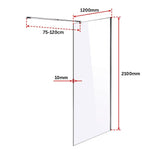 1200 x 2100mm Frameless 10mm Safety Glass Shower Screen V63-829781