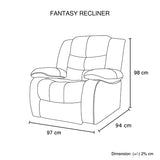 Fantasy Recliner Pu Leather 1R Black V43-REC-FAN1RBL