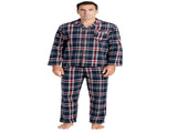 Mens Flannelette Pyjama Set Sleepwear Soft 100% Cotton PJs Two Piece - Navy/Red Check - S V563-JSPJ4-90-S