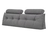 Artiss Headboard Pillow Double Wedge Backrest Triangular with 2 Cushions Grey BED-HEAD-TRAR-D-GY