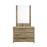 Dresser with 3 Storage Drawers in Natural Wood like MDF in Oak Colour with Mirror V43-DRS-CELOAK