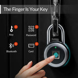 Fingerprint Padlock, Keyless Smart Fingerprint Lock for School Locker , 5000 N High Tensile Strength V1366-AZ2-W-06134