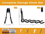 Garage Hooks, 4 Pack Wave Hooks for Hanging Heavy Duty Ladders, Bikes, Tools Ideal for Garage, V1107-118-49789