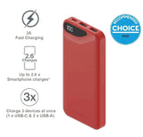 Cygnett ChargeUp Boost 3rd Gen 10K mAh Power Bank -Red,15cm V1202-V2-MPA-CG-10K3G-PB-RED