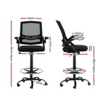 Artiss Office Chair Drafting Stool Mesh Chairs Black OCHAIR-G-RING-2003-BK