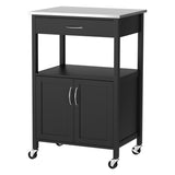Artiss Kitchen Island Trolley Rolling Serving Cart Storage Drawer Cupboard 60cm FUR-G-KI-60-BK