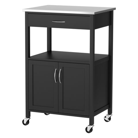 Artiss Kitchen Island Trolley Rolling Serving Cart Storage Drawer Cupboard 60cm FUR-G-KI-60-BK