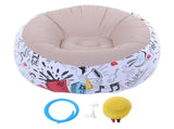 Inflatable Bean Bag Chair Doodle Pattern PVC Flocked Blow Up Sofa Chair for Living Room Bedroom V1294-YM0901-3116250014511