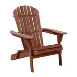 Gardeon Adirondack Outdoor Chairs Wooden Foldable Beach Chair Patio Furniture Brown FF-BEACH-NTLCHAIR-BR