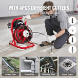 Drain Cleaner Machine Drain Auger 50FT x 3/8 Inch Manual Feed & 4 Cutters V952-SDJJKLSGDSTJVQGHEV3