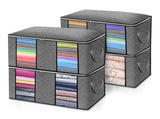 4PCS Clothes Storage Bag Large Capacity Clothing Organizers Foldable Closet Container with Clear V1294-YM0523-10334568