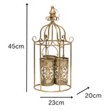 Lustre 'Cage' w 3 Pillar Candleholders 45cm V637-37094CGE