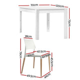 1 Artiss Dining Table and 4 Chairs Set White Wood DSET-120WH-086-WHX4