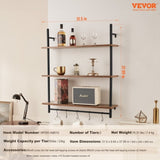 VEVOR Industrial Pipe Shelf 3 Tier 32x9.84in Wall-Mount for Kitchen Bedroom V952-JSGZWJYGHMBHKQBT1V0