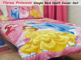 Caprice Disney Three Princesses Licensed Quilt Cover Set Single V442-CAP-QUILTCS-THREEPRINCESSES3434-PINK-SB